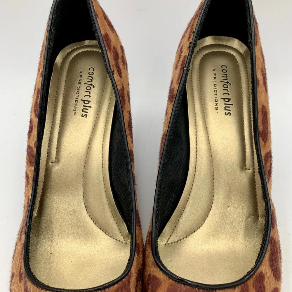 Comfort Plus Predictions Leopard Calf Hair Pointed Toe Stiletto Heels Women 8.5‎